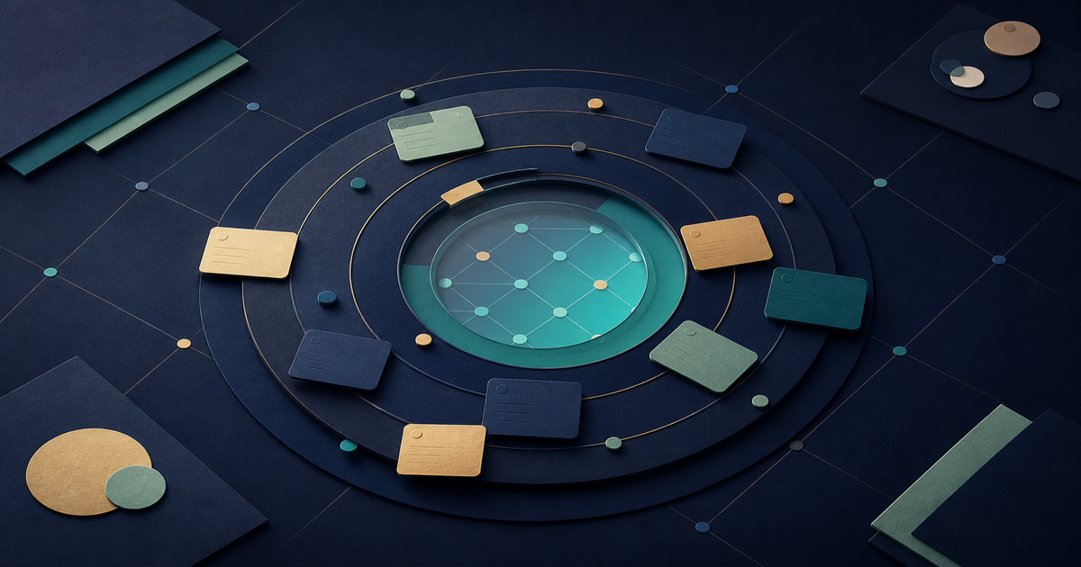 Circular harmonic relationships surrounding blank music observation cards